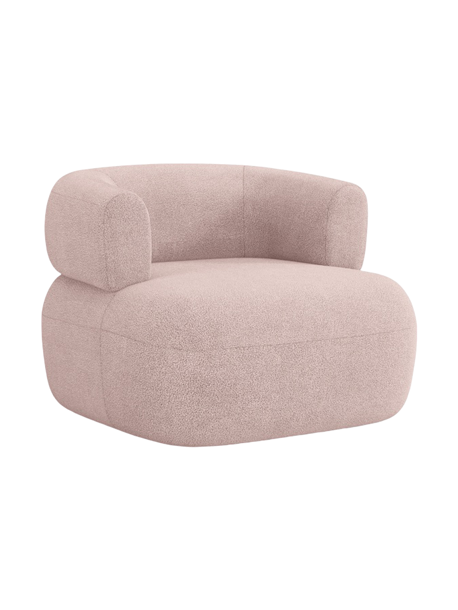 
Designer Armchair "Estro" - Bouclé Powder Pink