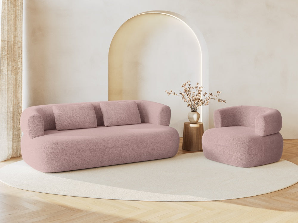 
Designer Armchair "Estro" - Bouclé Powder Pink