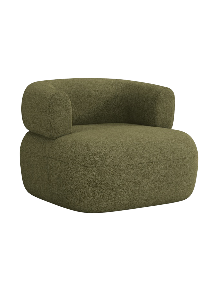 
Designer Armchair "Estro" - Bouclé Green