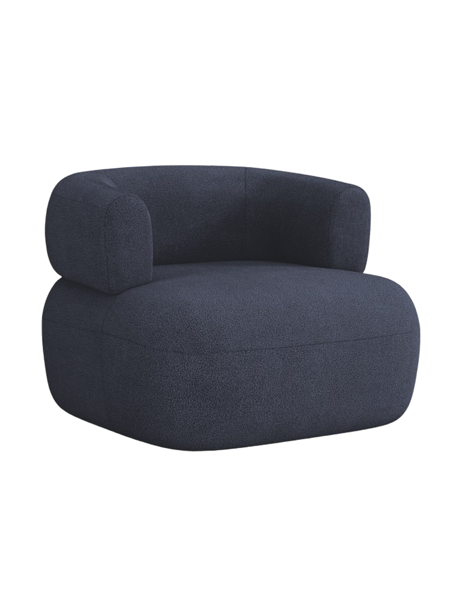 
Designer Armchair "Estro" - Bouclé Dark Blue
