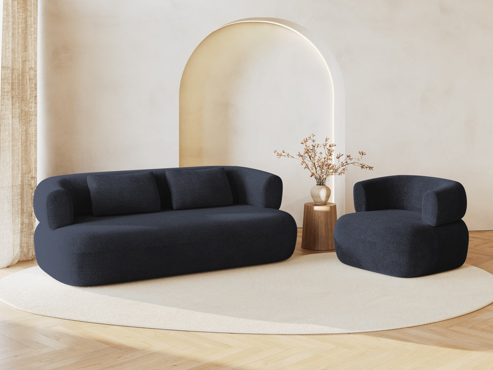 
Designer Armchair "Estro" - Bouclé Dark Blue