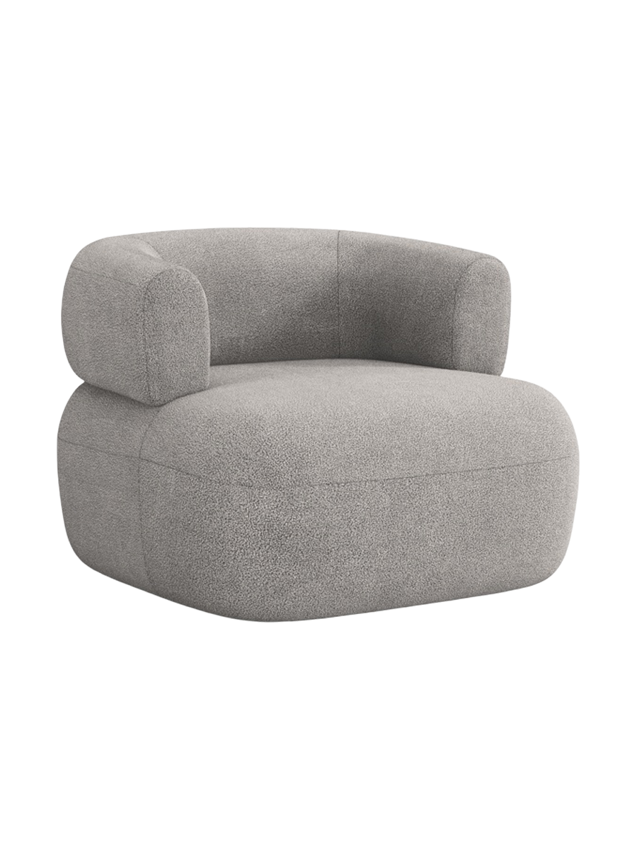 
Designer Armchair "Estro" - Bouclé Light Gray