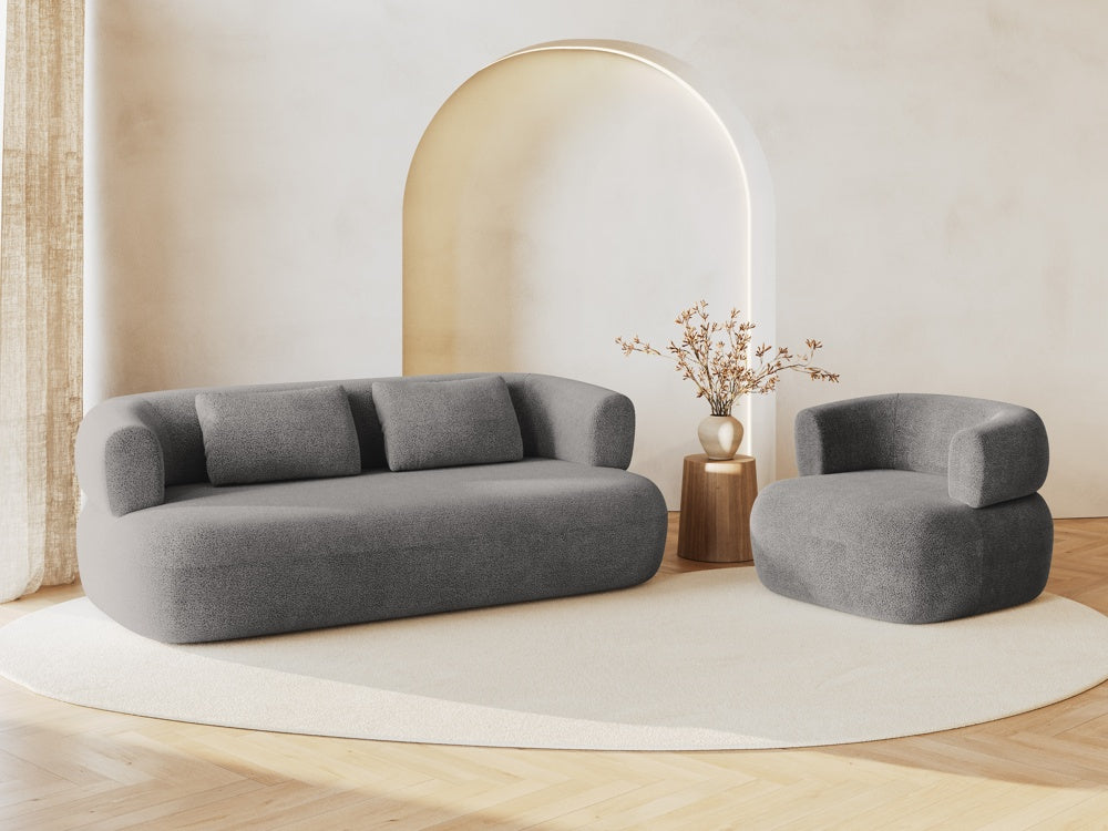 
Designer Armchair "Estro" - Bouclé Light Gray