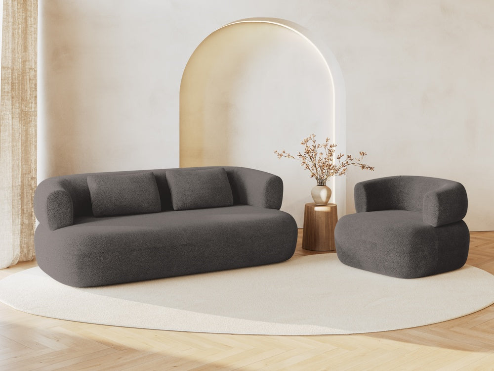 
Designer Armchair "Estro" - Bouclé Grey