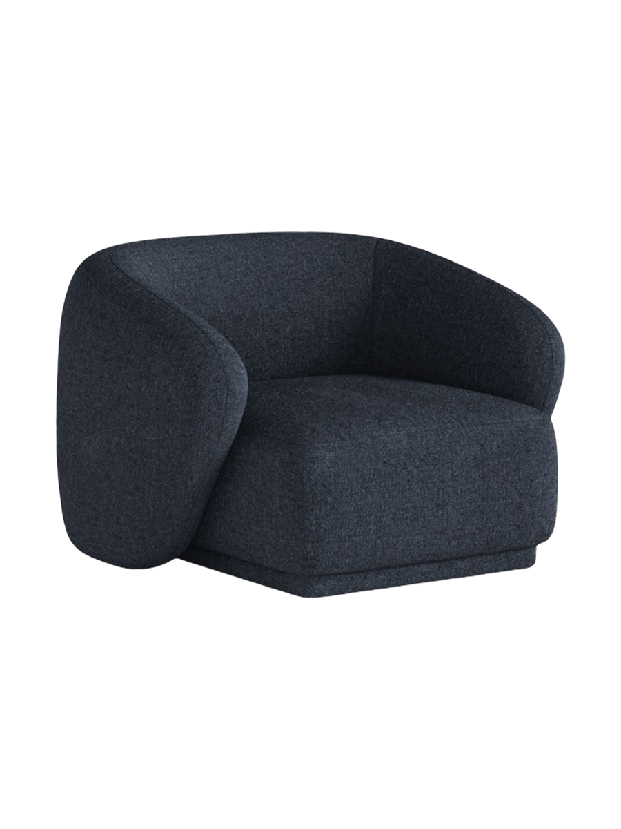 
Fauteuil design « Jane » - Chenille bleu marine