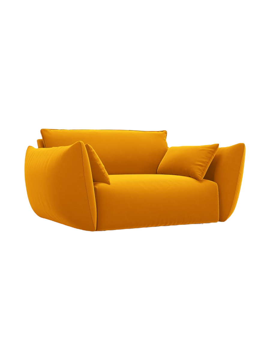 
Fauteuil design "Clau" - Velours moutarde