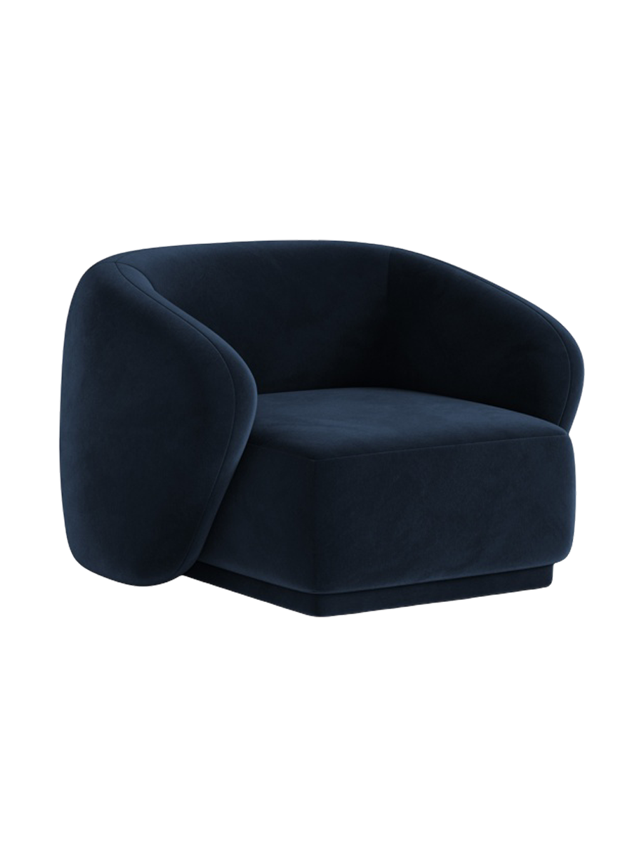 
Fauteuil design « Jane » - Velours bleu roi