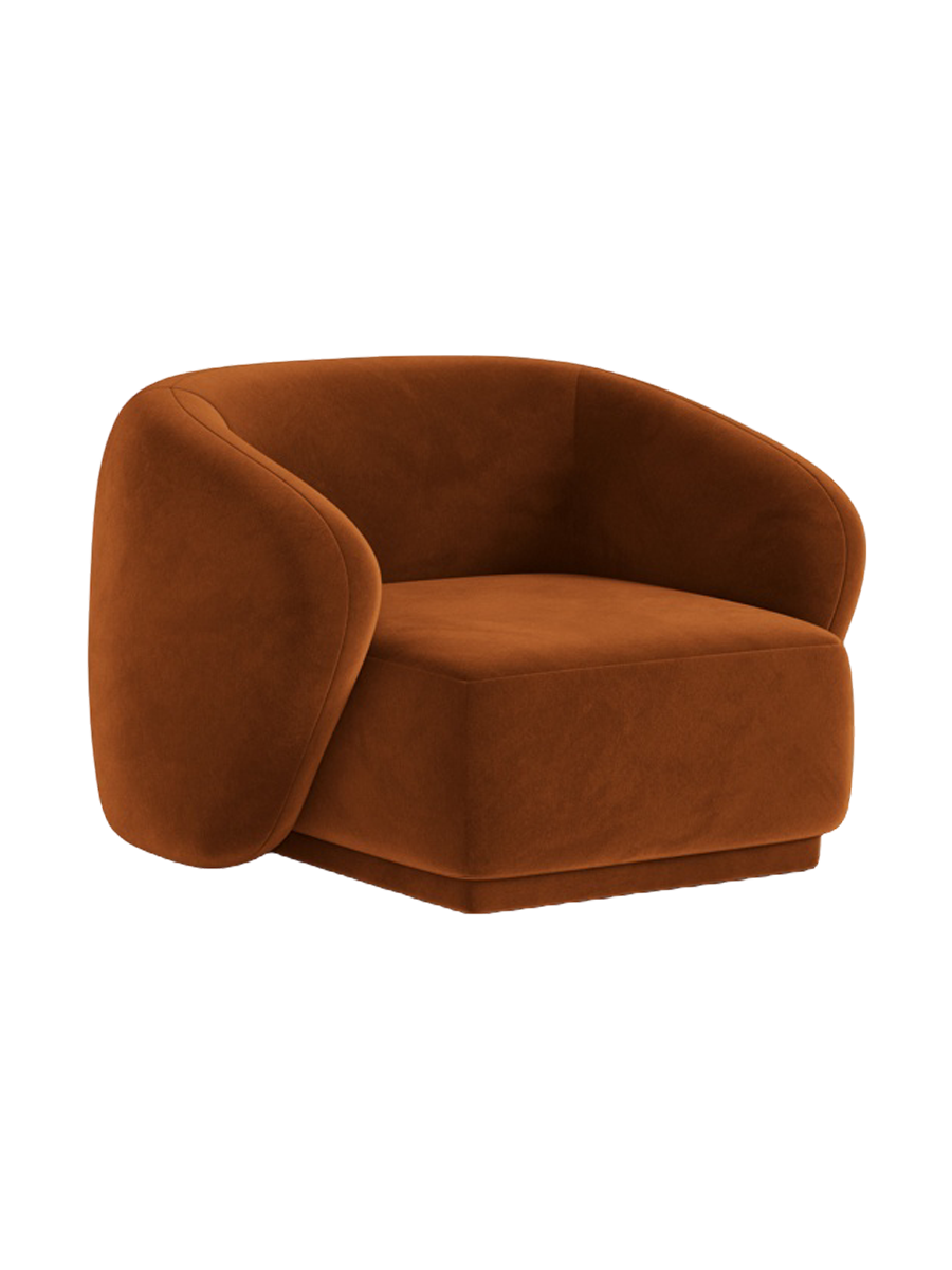 
Fauteuil design « Jane » - Velours Terre cuite