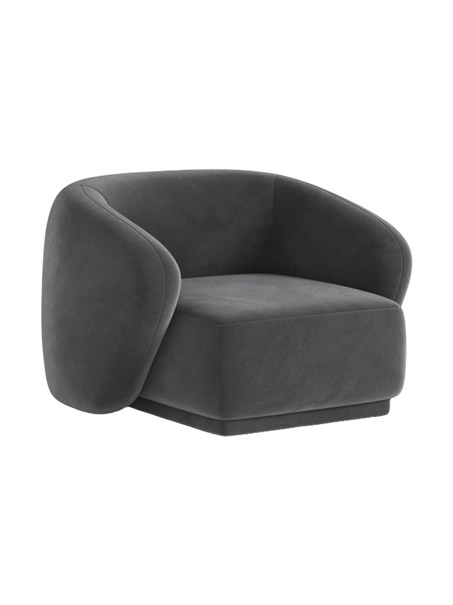 
Fauteuil design « Jane » - Velours gris foncé