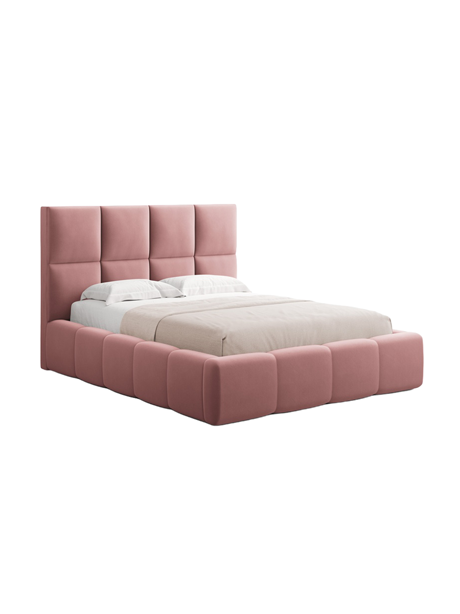 
Design Polsterbett „Isa“ mit Ablagefach, Samt Rosa - 140 x 200 cm