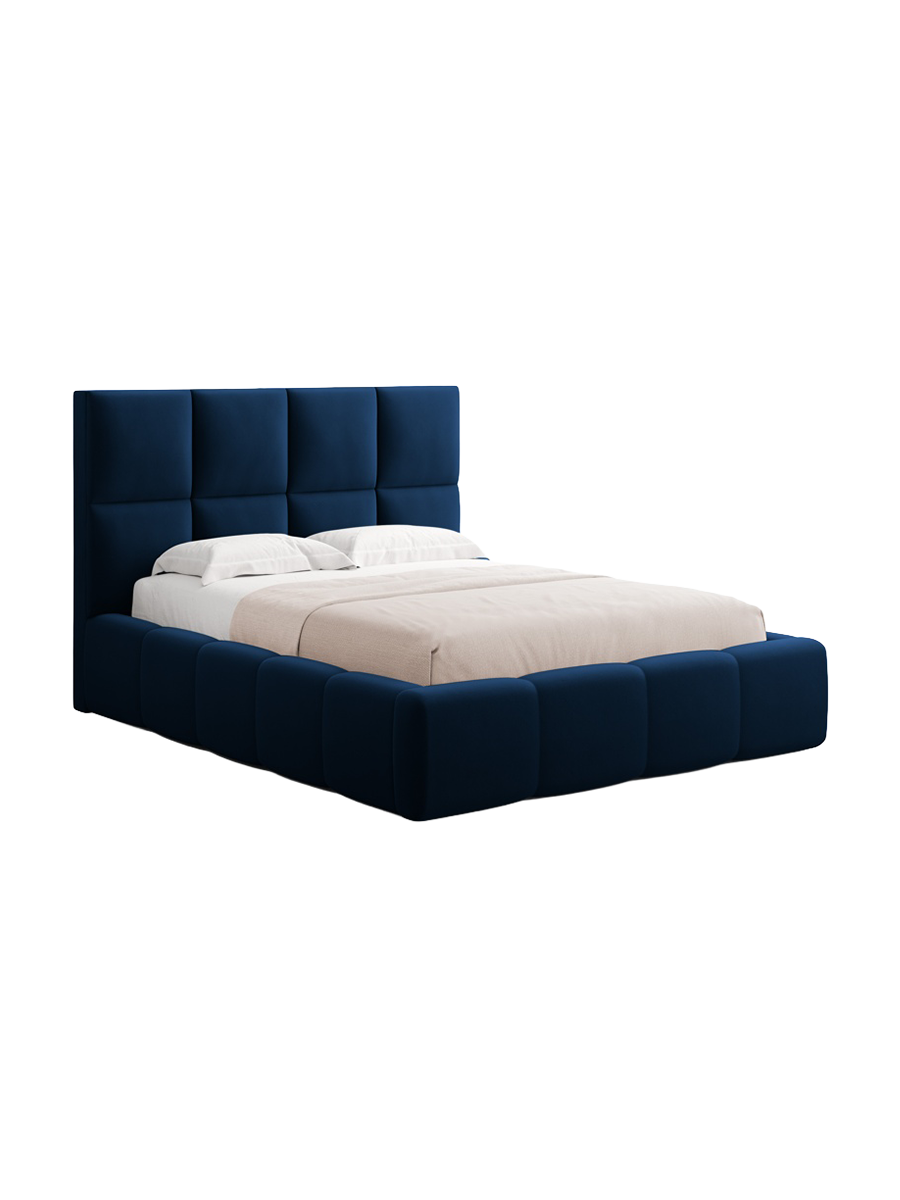 
Design Polsterbett „Isa“ mit Ablagefach, Samt Königsblau - 140 x 200 cm