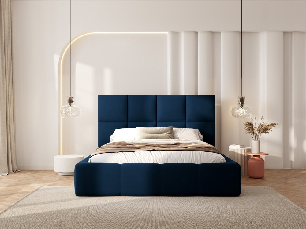 
Design Polsterbett „Isa“ mit Ablagefach, Samt Königsblau - 140 x 200 cm
