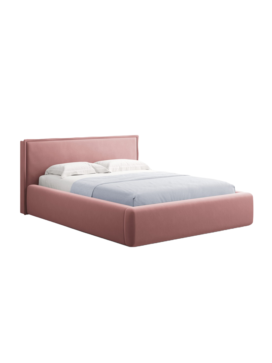 
Design Polsterbett „Tena“ mit Ablagefach, Samt Rosa - 140 x 200 cm