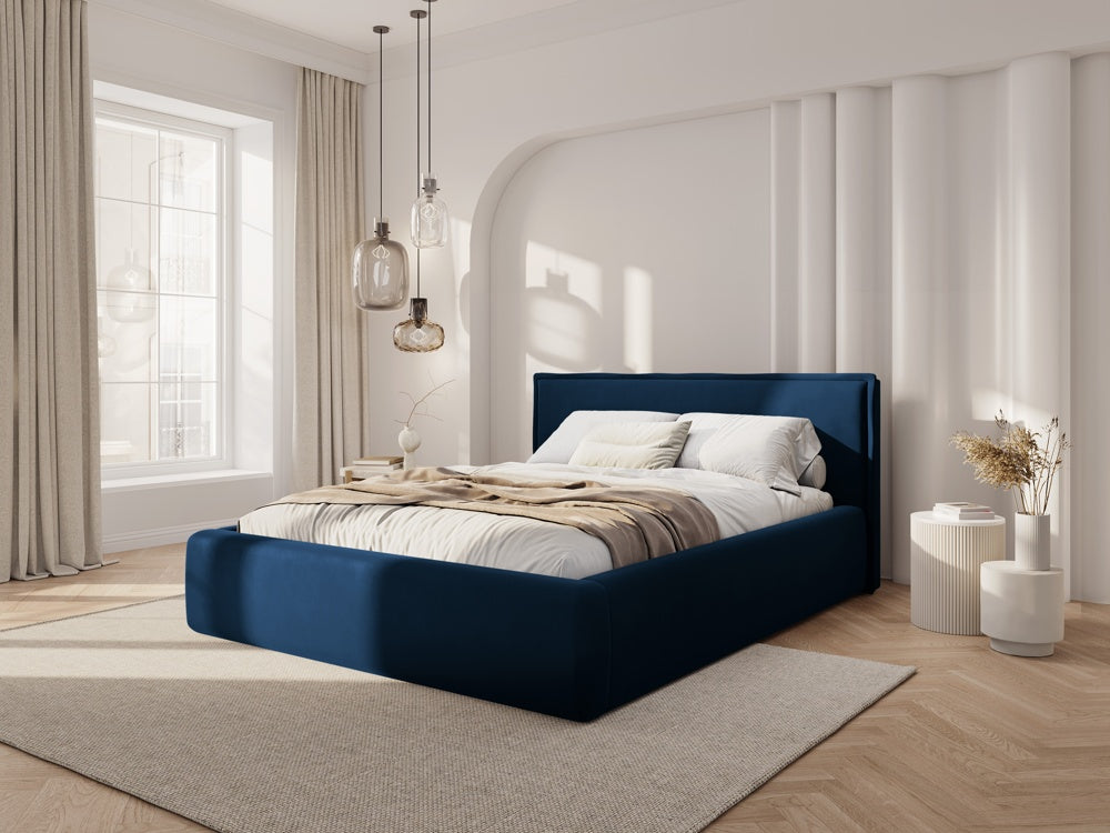 
Design Polsterbett „Tena“ mit Ablagefach, Samt Königsblau - 140 x 200 cm