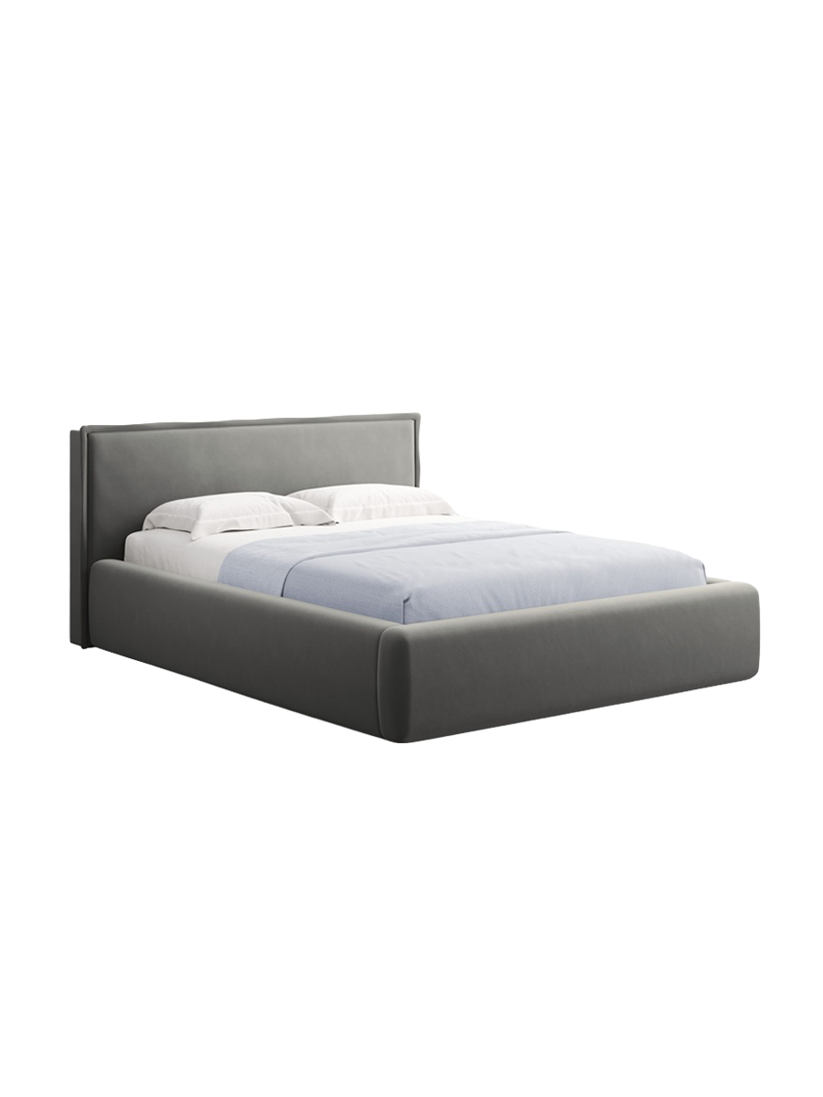 
Design Polsterbett „Tena“ mit Ablagefach, Samt Hellgrau - 140 x 200 cm