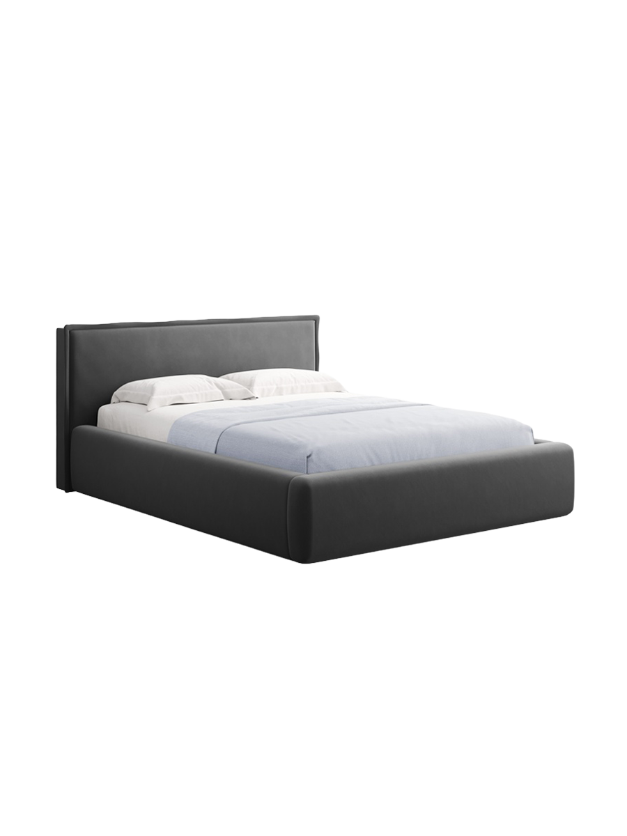 
Design Polsterbett „Tena“ mit Ablagefach, Samt Grau - 140 x 200 cm
