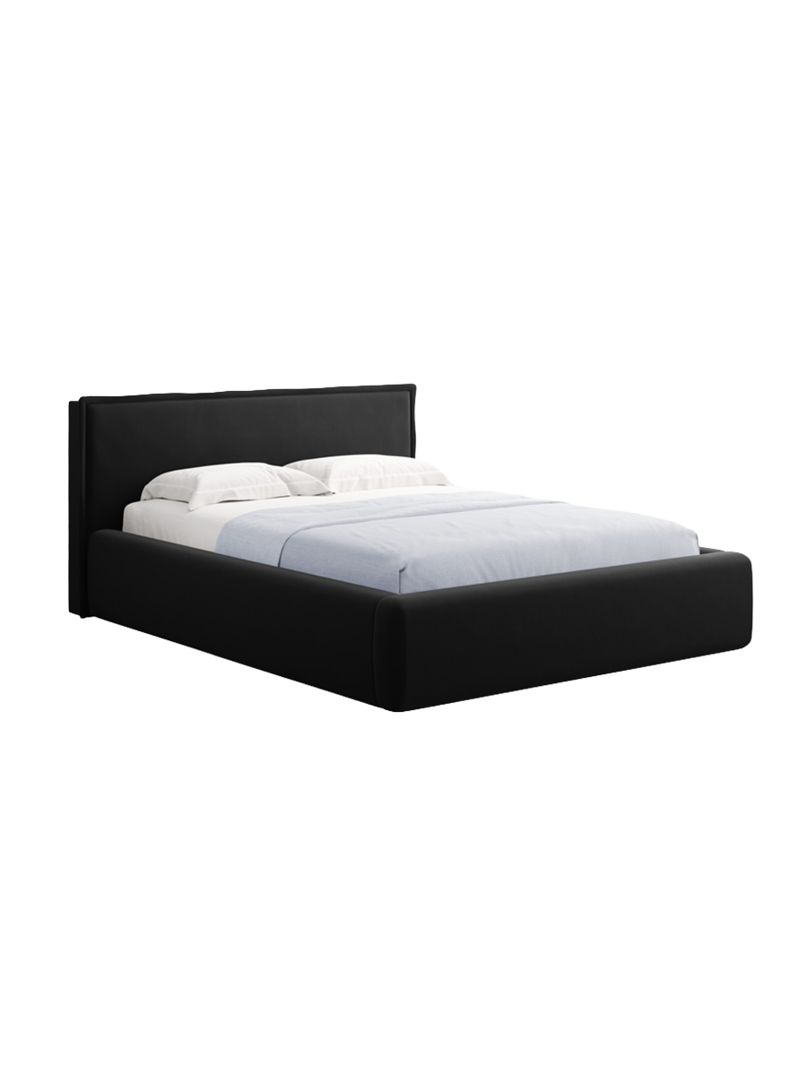 
Design Polsterbett „Tena“ mit Ablagefach, Samt Schwarz - 140 x 200 cm