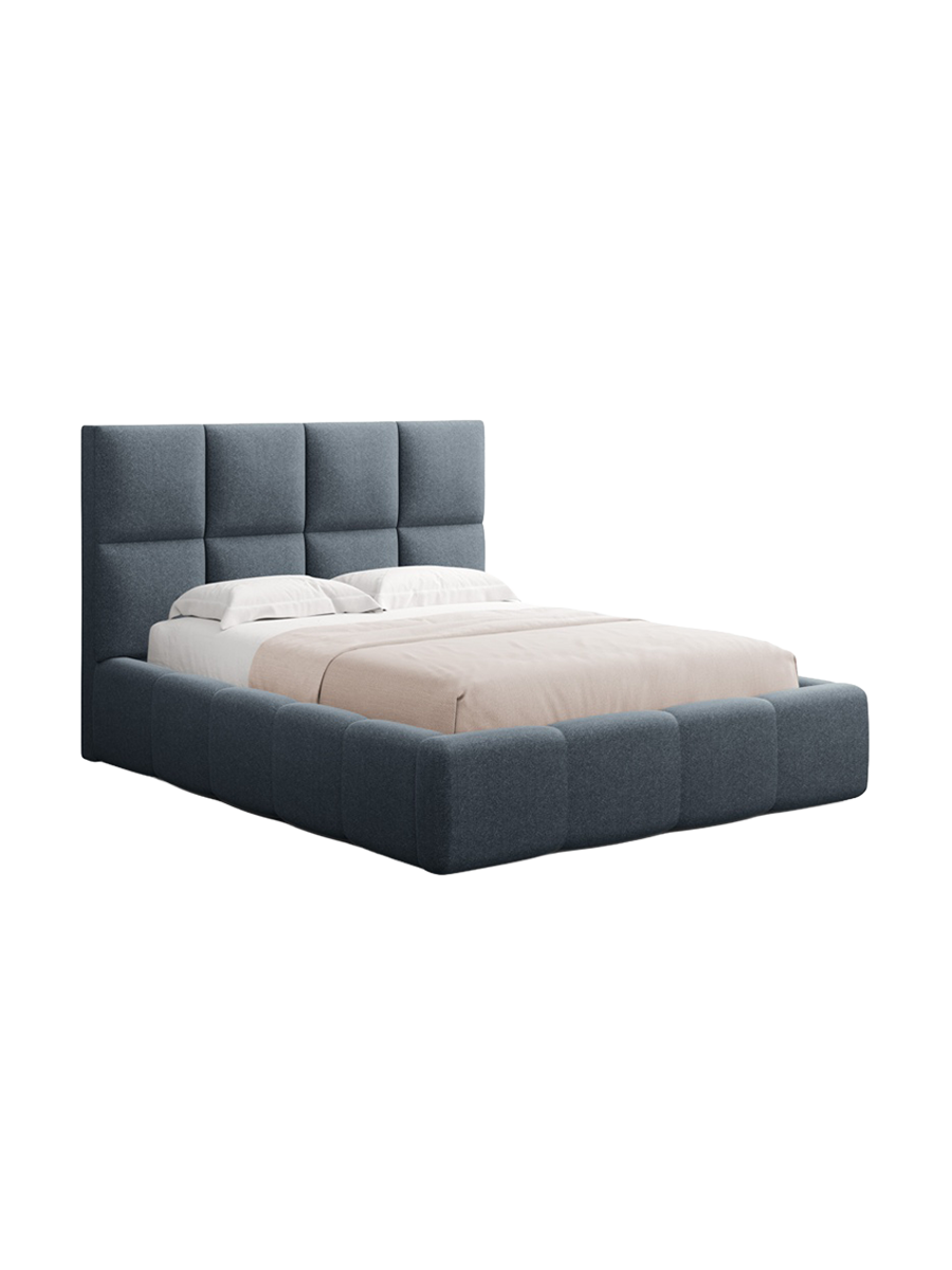 
Design Polsterbett „Isa“ mit Ablagefach, Strukturstoff Dunkelgrau - 140 x 200 cm