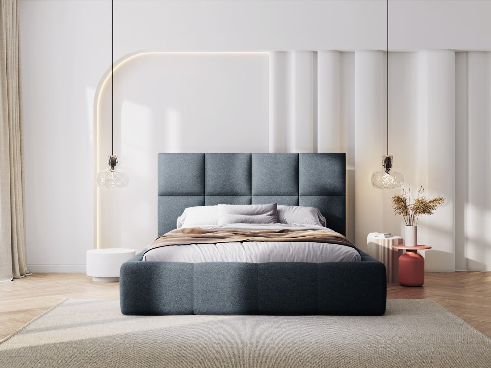 
Design Polsterbett „Isa“ mit Ablagefach, Strukturstoff Dunkelgrau - 140 x 200 cm