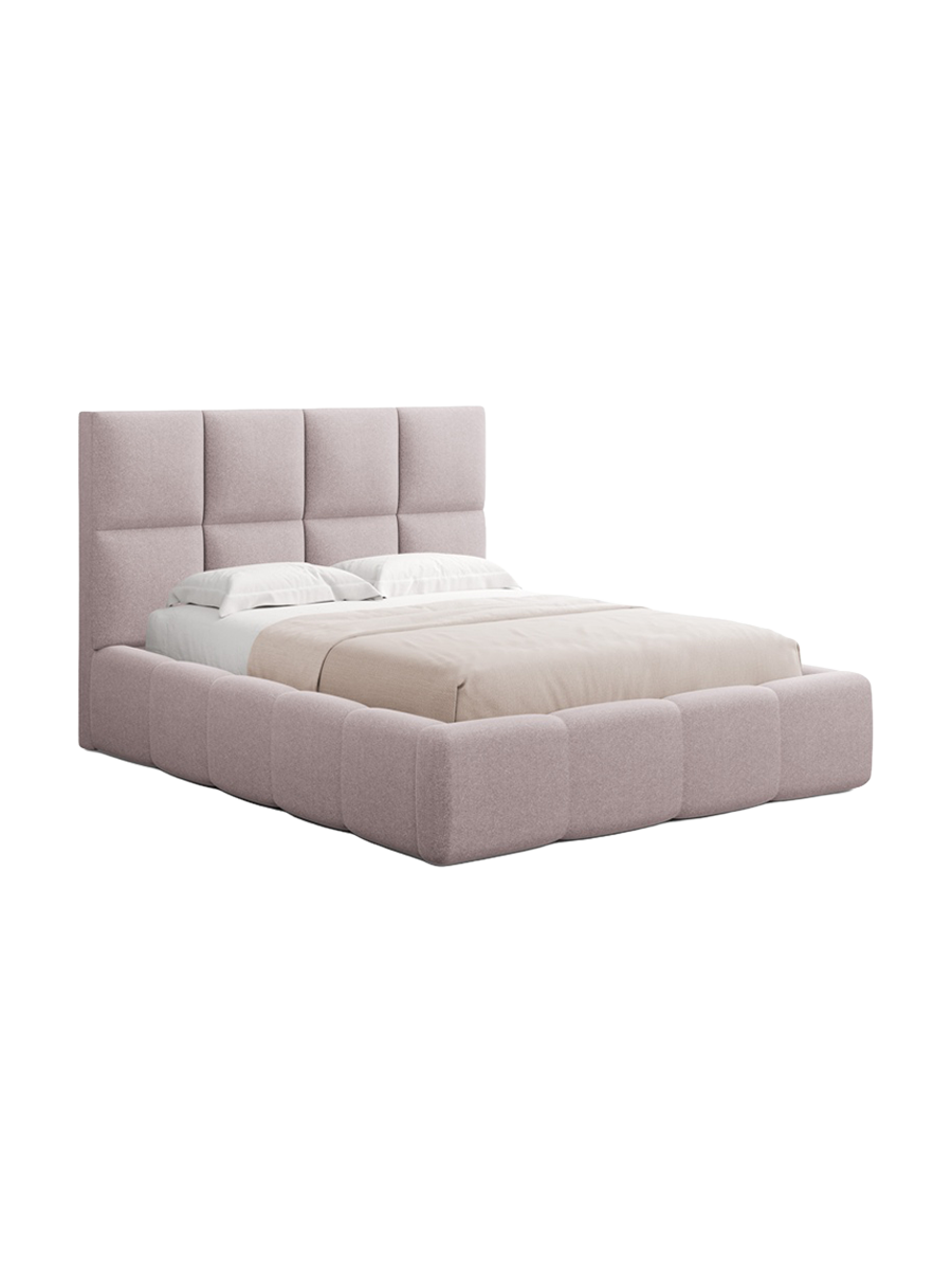 
Design Polsterbett „Isa“ mit Ablagefach, Strukturstoff Rosa - 140 x 200 cm