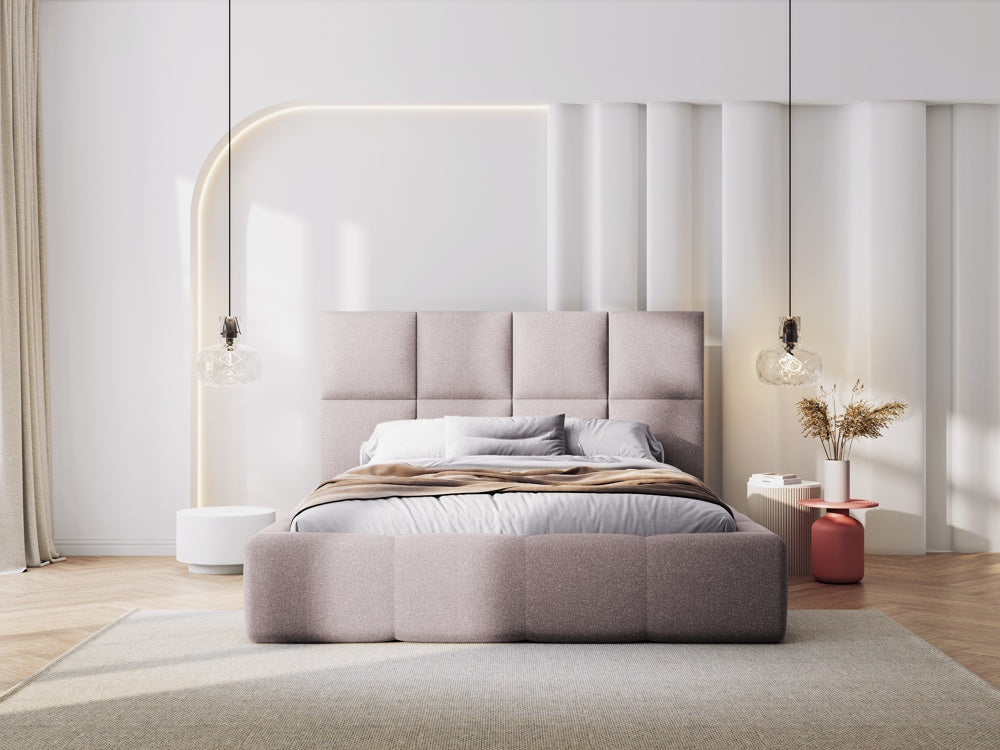 
Design Polsterbett „Isa“ mit Ablagefach, Strukturstoff Rosa - 140 x 200 cm