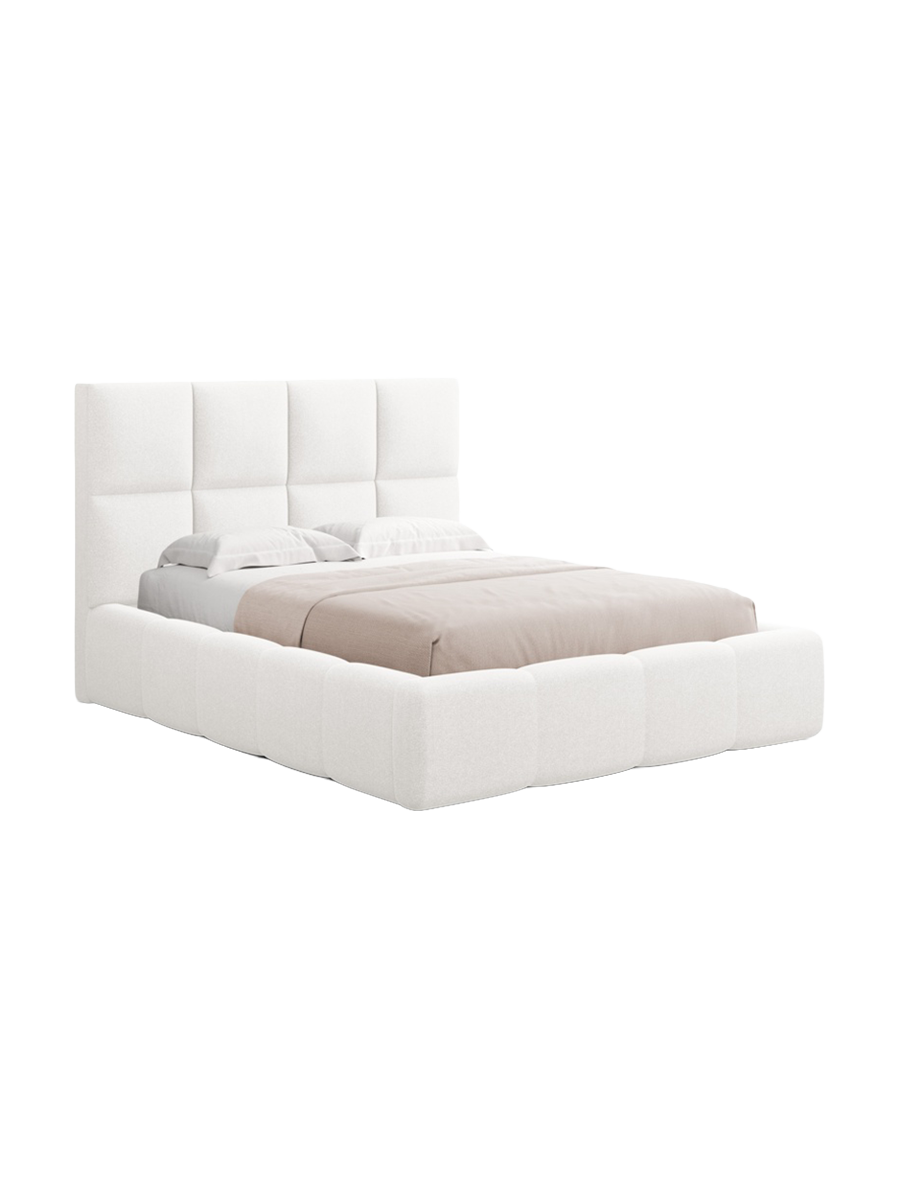 
Design Polsterbett „Isa“ mit Ablagefach, Strukturstoff Ivory - 140 x 200 cm