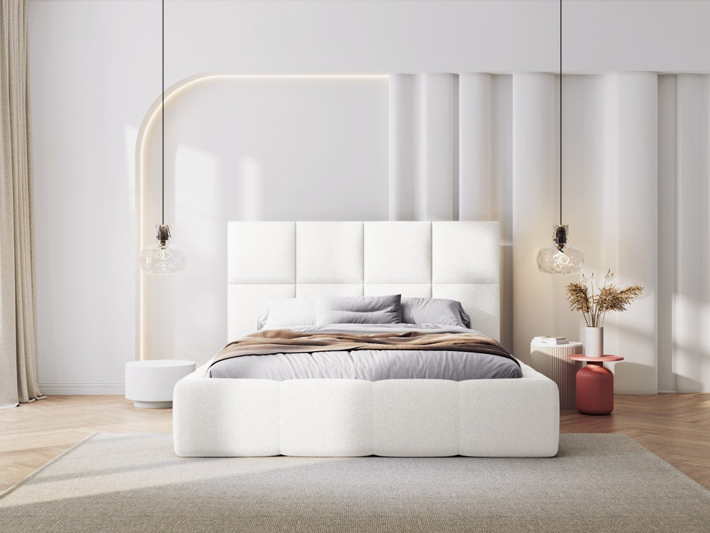 
Design Polsterbett „Isa“ mit Ablagefach, Strukturstoff Ivory - 140 x 200 cm