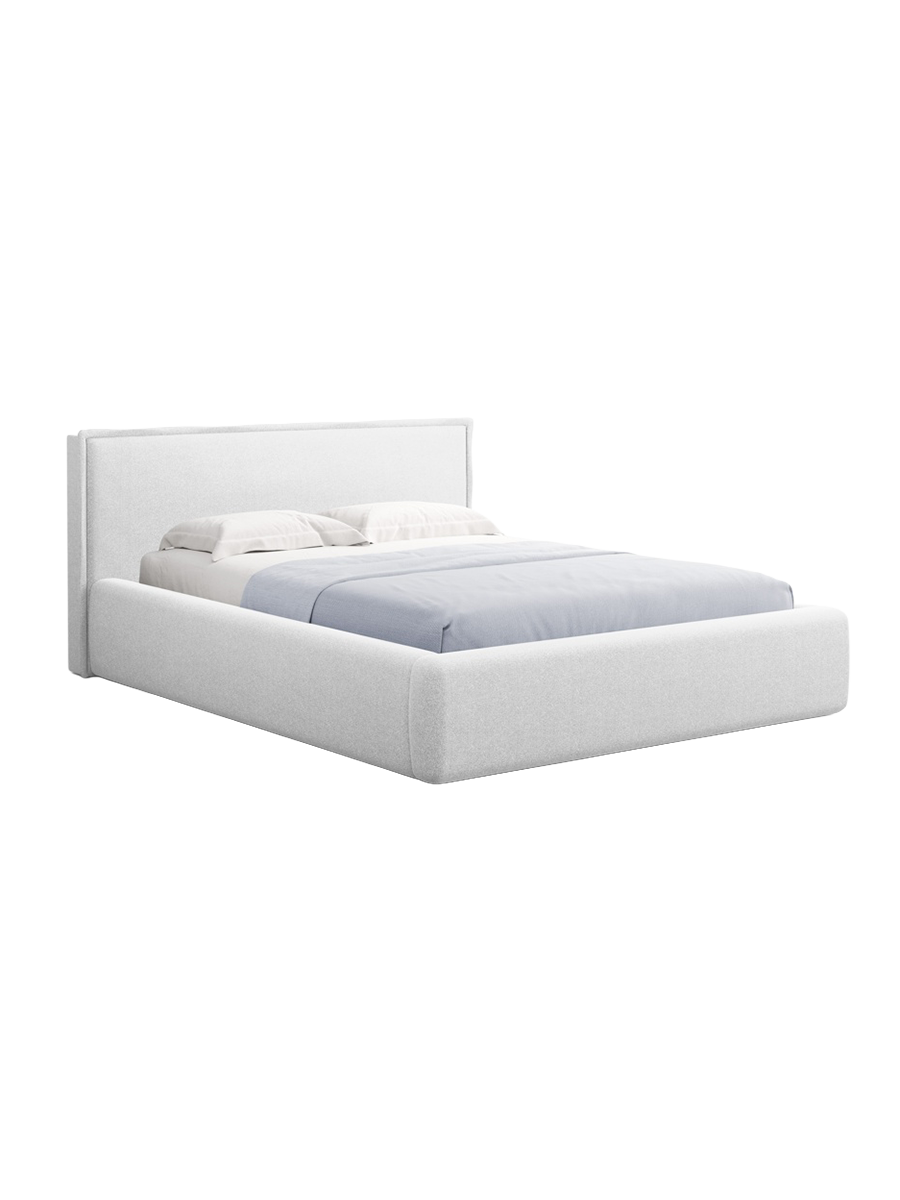 
Design Polsterbett „Tena“ mit Ablagefach, Strukturstoff Hellgrau - 140 x 200 cm