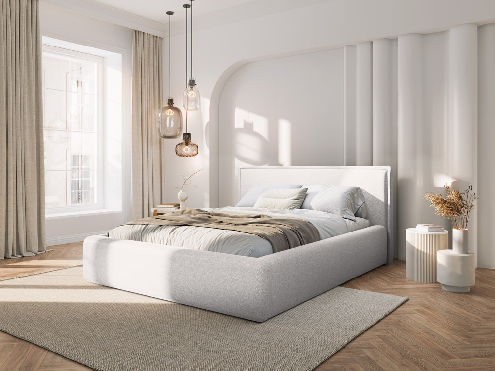 
Design Polsterbett „Tena“ mit Ablagefach, Strukturstoff Hellgrau - 140 x 200 cm