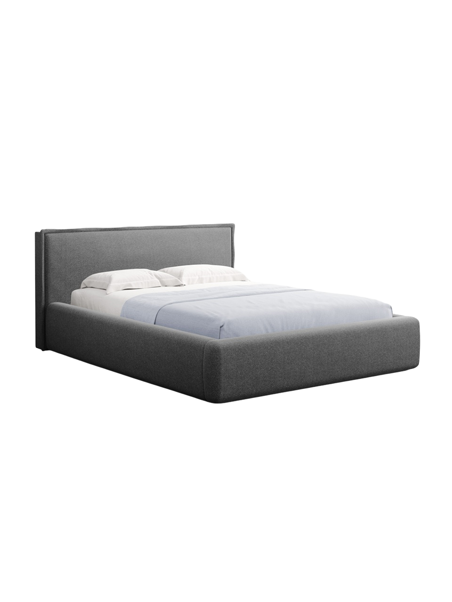 
Design Polsterbett „Tena“ mit Ablagefach, Strukturstoff Dunkelgrau - 140 x 200 cm