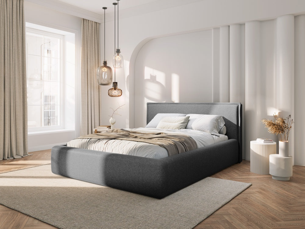 
Design Polsterbett „Tena“ mit Ablagefach, Strukturstoff Dunkelgrau - 140 x 200 cm
