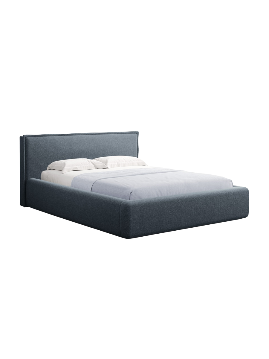
Design Polsterbett „Tena“ mit Ablagefach, Strukturstoff Dunkelblau - 140 x 200 cm