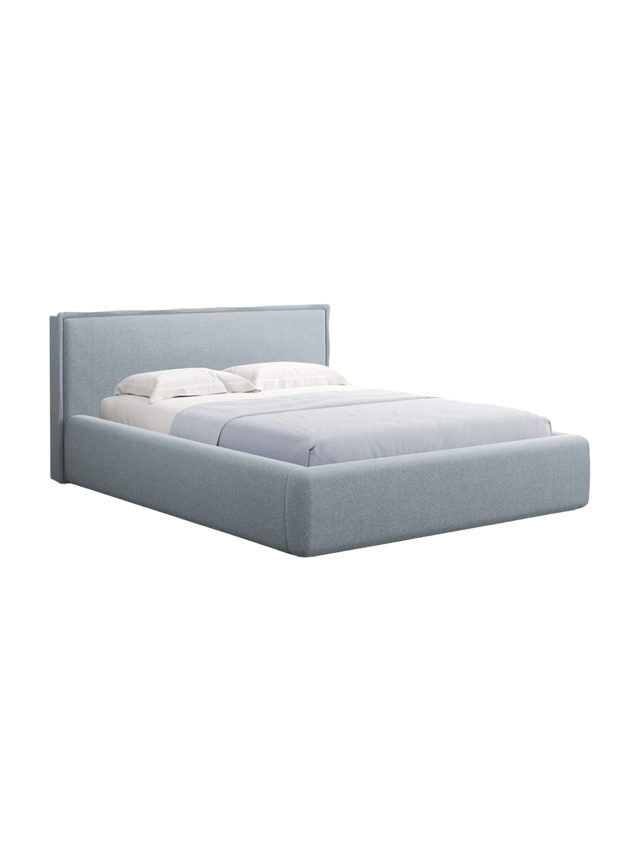
Design Polsterbett „Tena“ mit Ablagefach, Strukturstoff Hellblau - 140 x 200 cm