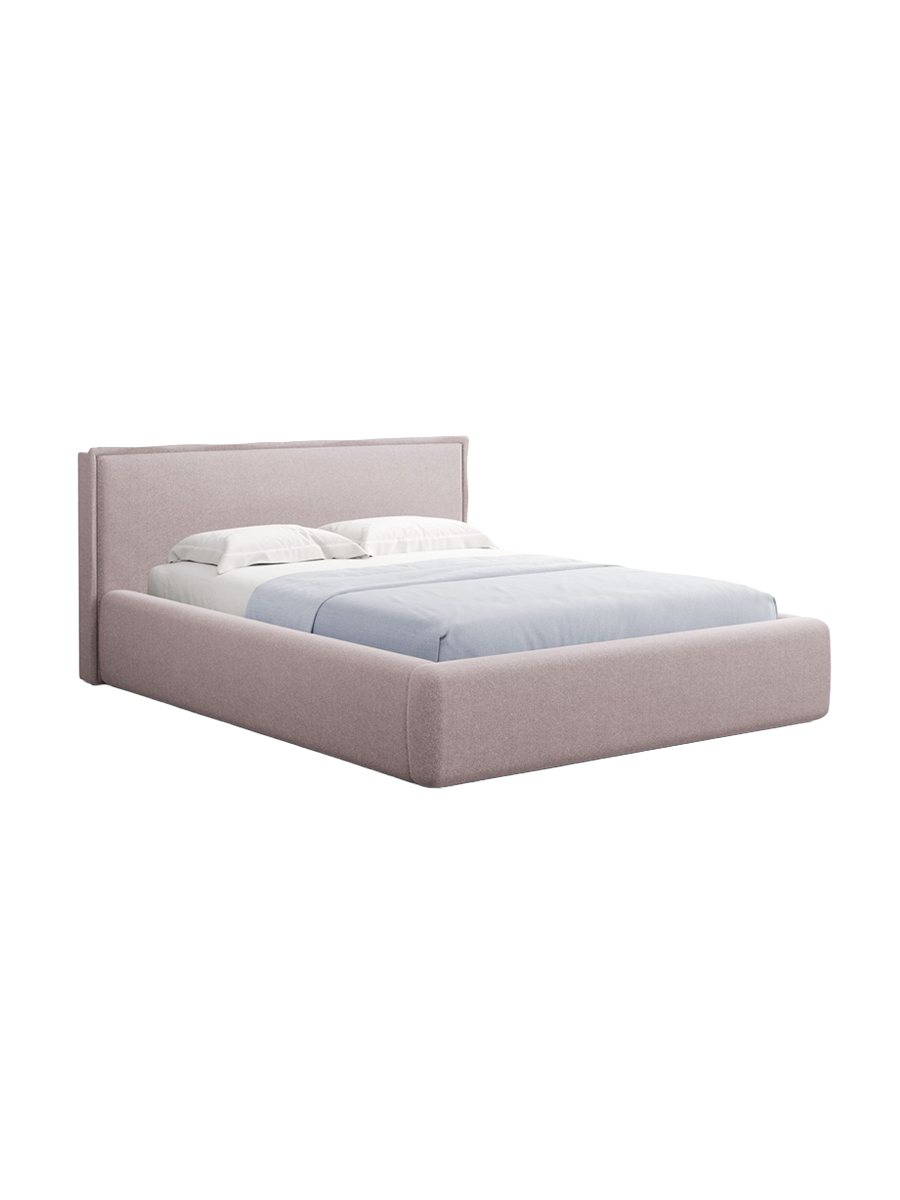 
Design Polsterbett „Tena“ mit Ablagefach, Strukturstoff Rosa - 140 x 200 cm