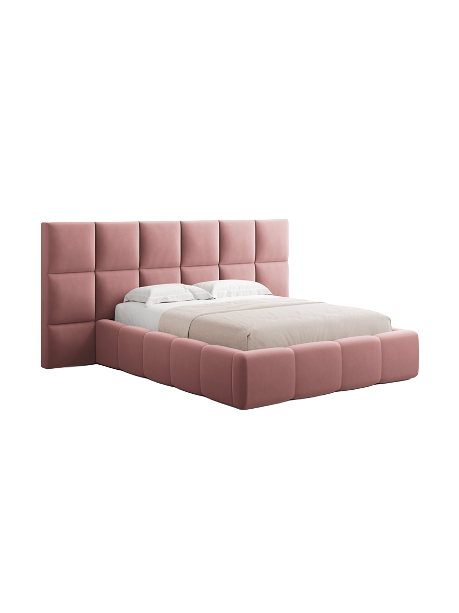 
Design Polsterbett „Isa XL“ mit Ablagefach, Samt Rosa - 140 x 200 cm