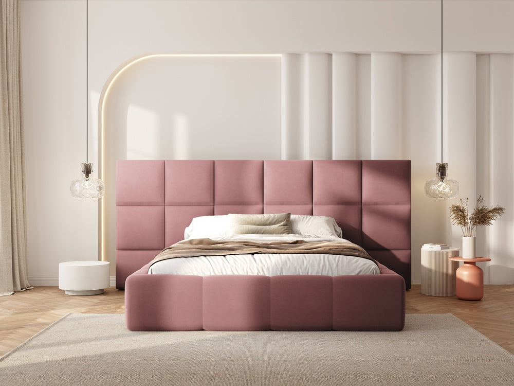 
Design Polsterbett „Isa XL“ mit Ablagefach, Samt Rosa - 140 x 200 cm