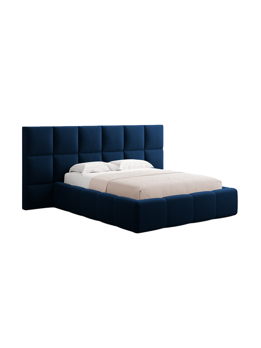 
Design Polsterbett „Isa XL“ mit Ablagefach, Samt Königsblau - 140 x 200 cm