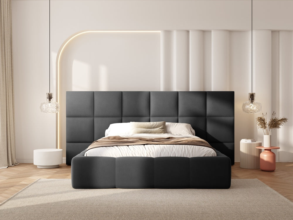 
Design Polsterbett „Isa XL“ mit Ablagefach, Samt Grau - 140 x 200 cm