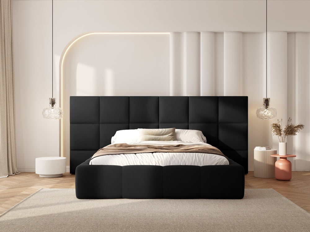 
Design Polsterbett „Isa XL“ mit Ablagefach, Samt Schwarz - 140 x 200 cm