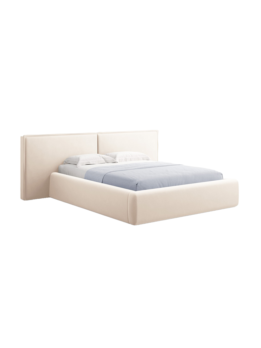 
Design Polsterbett „Tena XL“ mit Ablagefach, Samt Light Beige - 140 x 200 cm