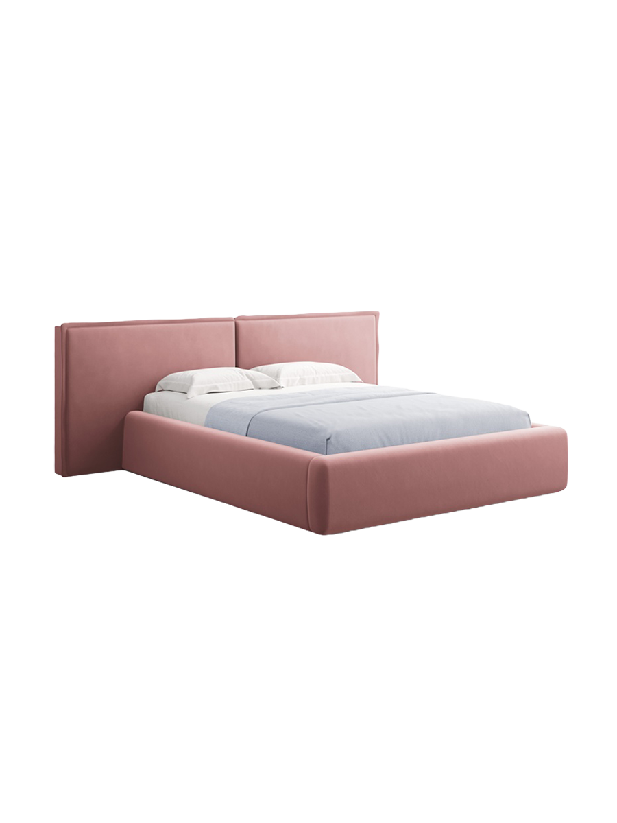 
Design Polsterbett „Tena XL“ mit Ablagefach, Samt Rosa - 140 x 200 cm