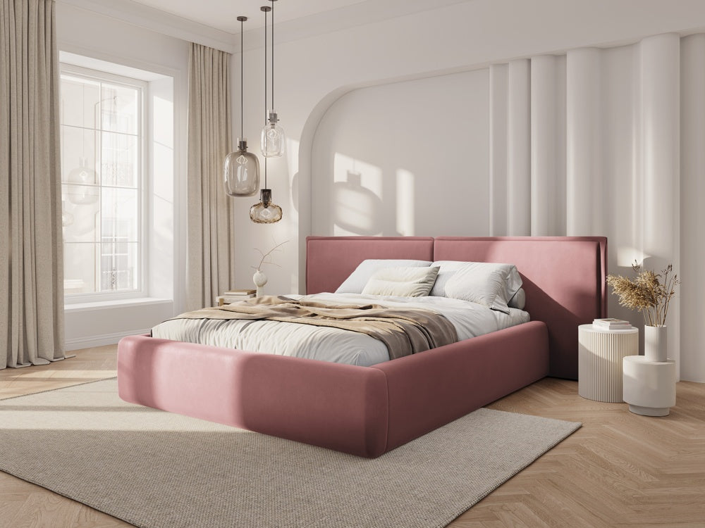 
Design Polsterbett „Tena XL“ mit Ablagefach, Samt Rosa - 140 x 200 cm