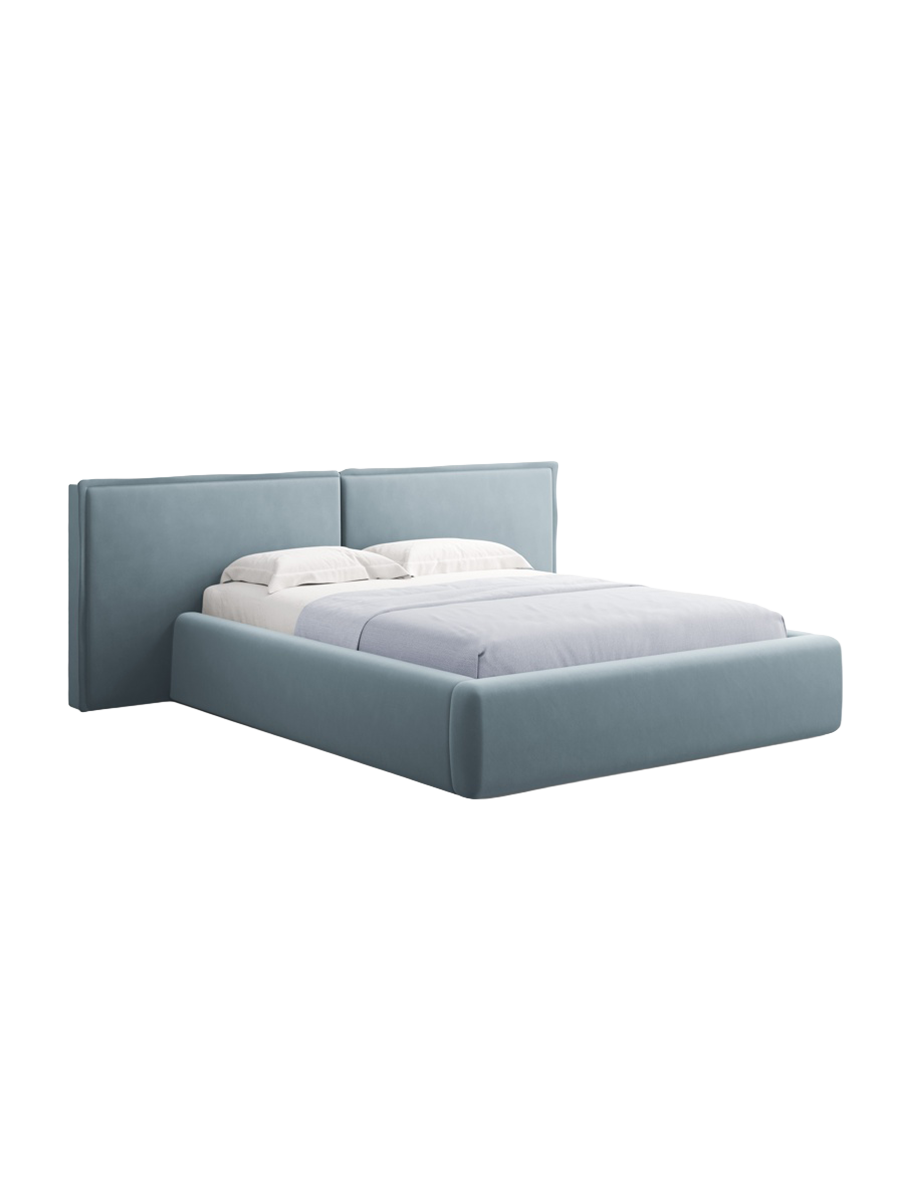 
Design Polsterbett „Tena XL“ mit Ablagefach, Samt Hellblau - 140 x 200 cm