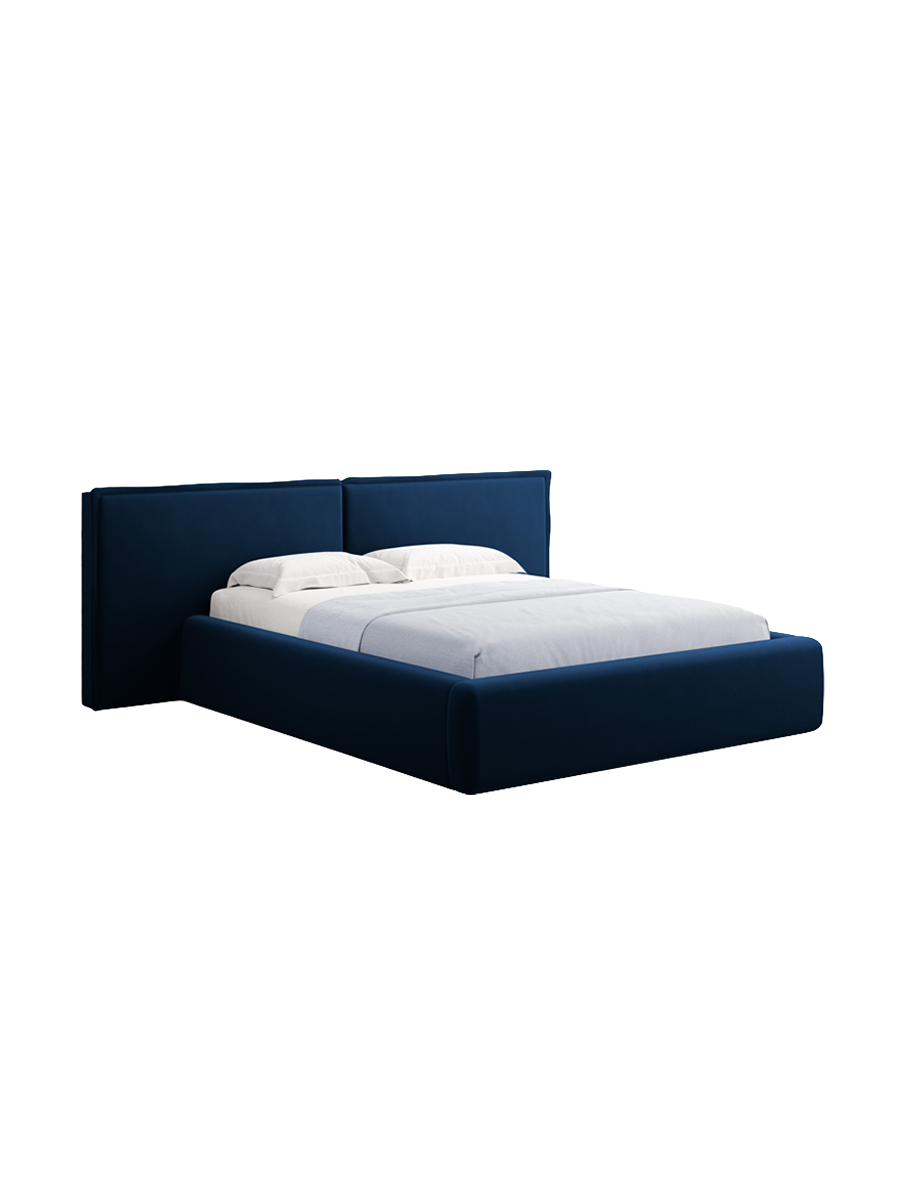 
Design Polsterbett „Tena XL“ mit Ablagefach, Samt Königsblau - 140 x 200 cm