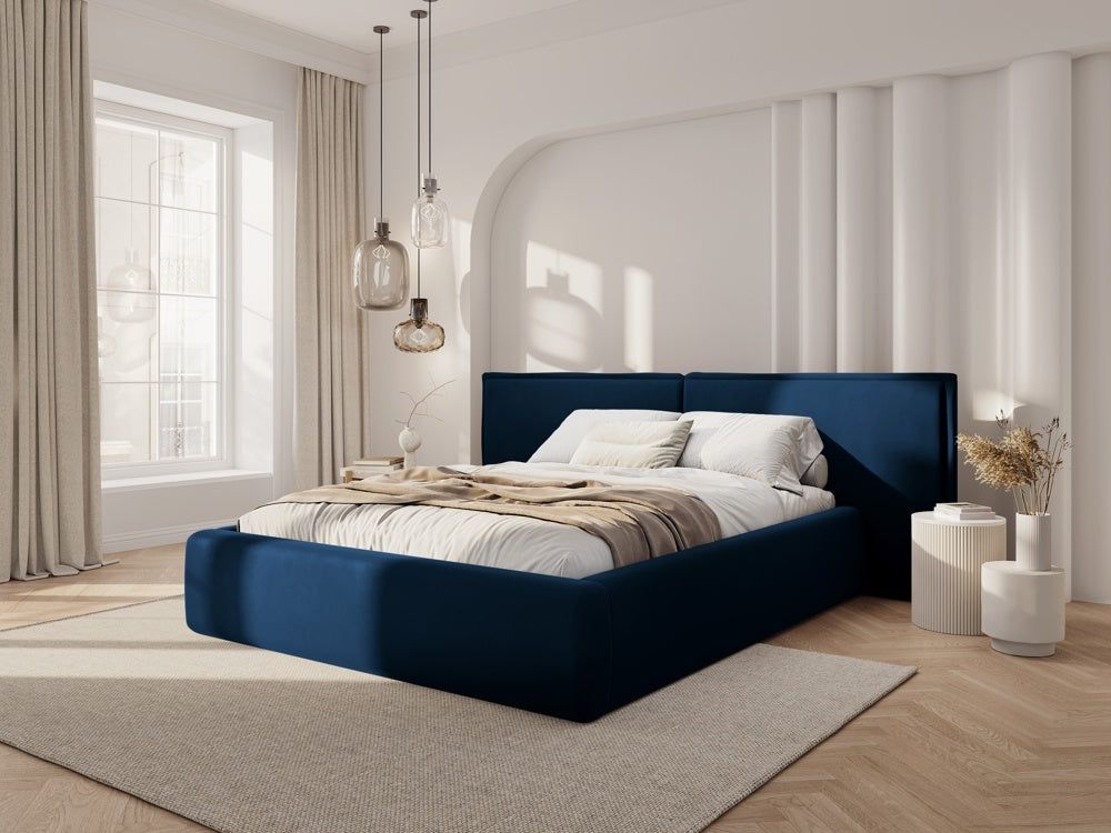 
Design Polsterbett „Tena XL“ mit Ablagefach, Samt Königsblau - 140 x 200 cm
