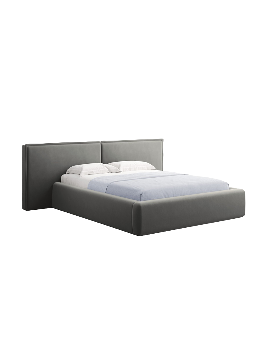 
Design Polsterbett „Tena XL“ mit Ablagefach, Samt Hellgrau - 140 x 200 cm
