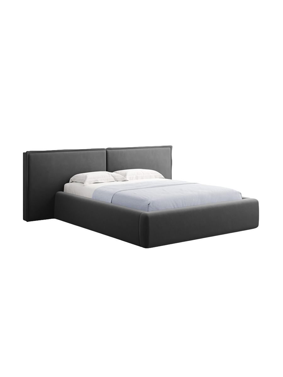 
Design Polsterbett „Tena XL“ mit Ablagefach, Samt Grau - 140 x 200 cm