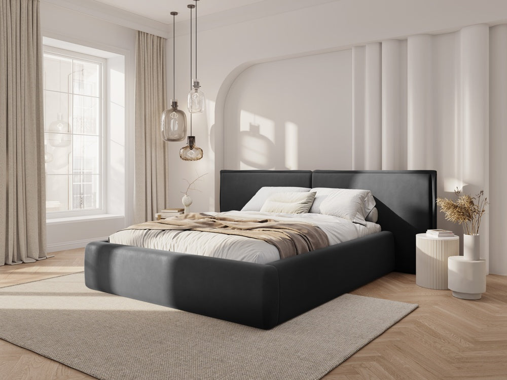 
Design Polsterbett „Tena XL“ mit Ablagefach, Samt Grau - 140 x 200 cm