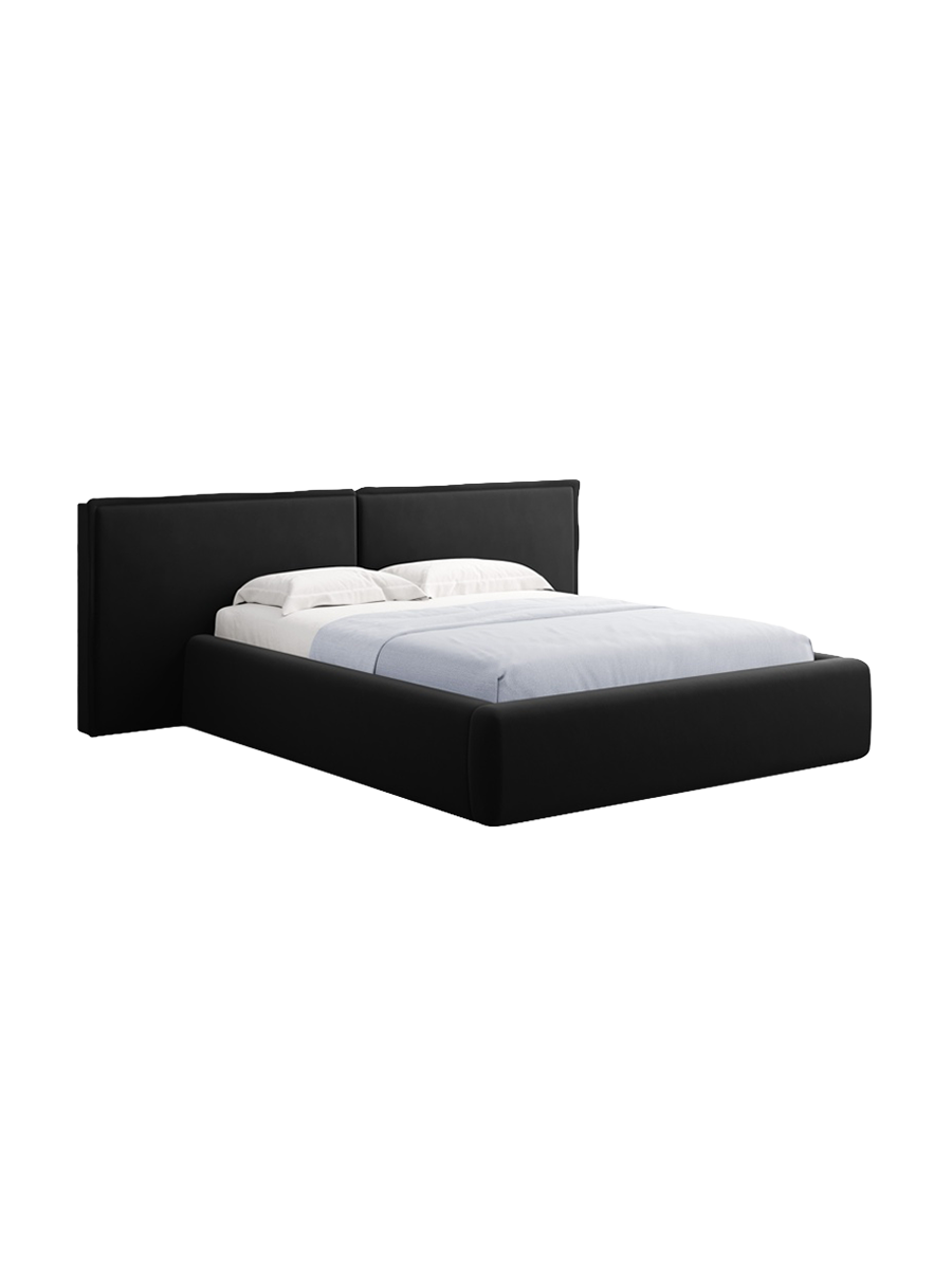 
Design Polsterbett „Tena XL“ mit Ablagefach, Samt Schwarz - 140 x 200 cm