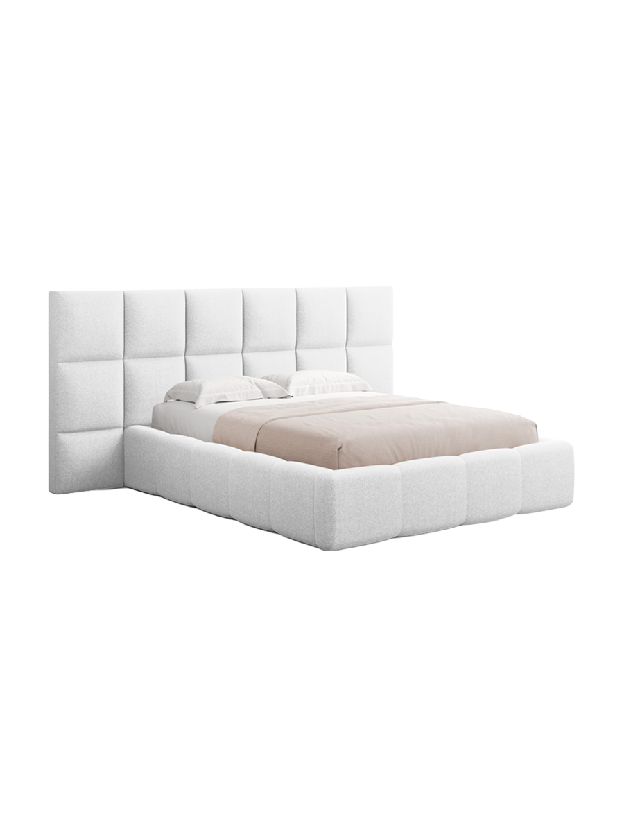 
Design Polsterbett „Isa XL“ mit Ablagefach, Strukturstoff Hellgrau - 140 x 200 cm